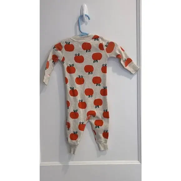 Hanna Andersson Size 60 3 - 6 Mos Pumpkin One Piece Sleeper Organic Cotton - Picture 2 of 3
